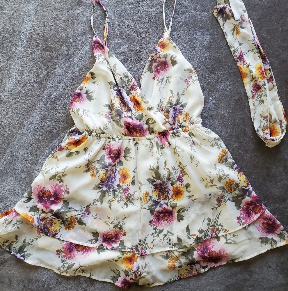XL Floral Print Romper